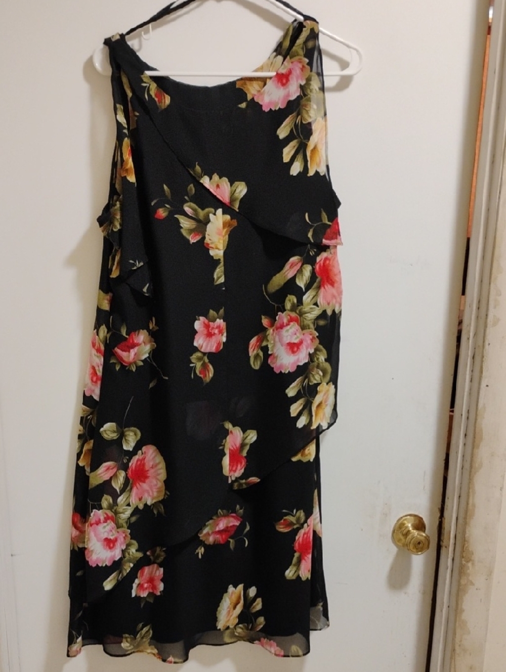 Sam Edelman Black Floral Layered Midi Dress